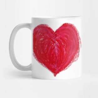 Red Heart Drawn With Oil Pastels On Paper Mug